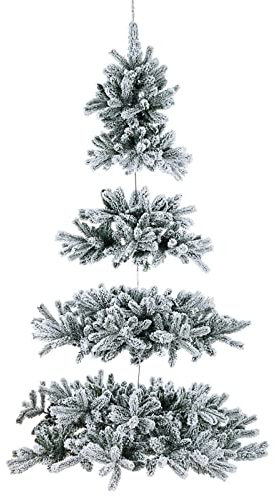 Magie di Natale Albero di Natale pendente innevato, pino da soffitto Fiemme in PE Effetto Real Touch (210 cm)