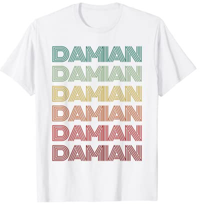 Retro Vorname DAMIÁN Spanischer Junge Geburtstag Namensschild T-Shirt