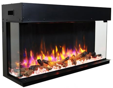 Endeavour Fires Chimenea Eléctrica Rosedale 3D de 40/1030mm para Pared Multimedia con Múltiples Colores de Llama, Juego de Troncos y Cristales, Control Remoto Programable de 7 Días