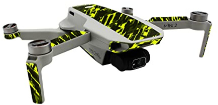 Finest Folia Schutzfolie kompatibel mit Drohne DJI Mini 2 und Controller Aufkleber Set passgenau wasserfest Skin Sticker Design Folie (Teilverklebung, R192-05 Future neon gelb)