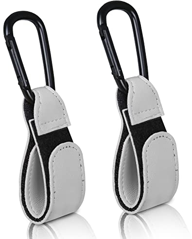 Kinderwagen Haken Clips,2 Stück Buggy-Clips Träger Kinderwagen Haken,Kinderwagen Taschenhalter aus Leder,bag hooks for stroller,kinderwagen clips,Kinderwagen haken für taschen,rucksack (Grau)