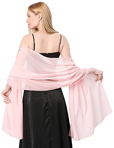 Cckuu Women Chiffon Scarves Elegant Big Size Lightweight Fashion Scarves Shawl Wraps for Spring Autumn Wedding Party(Light Pink)