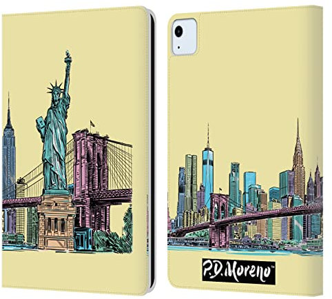 Head Case Designs Licenciado Oficialmente P.D. Moreno NYC Bocetos De La Ciudad Carcasa de Cuero Tipo Libro Compatible con Apple iPad Air 2020/2022