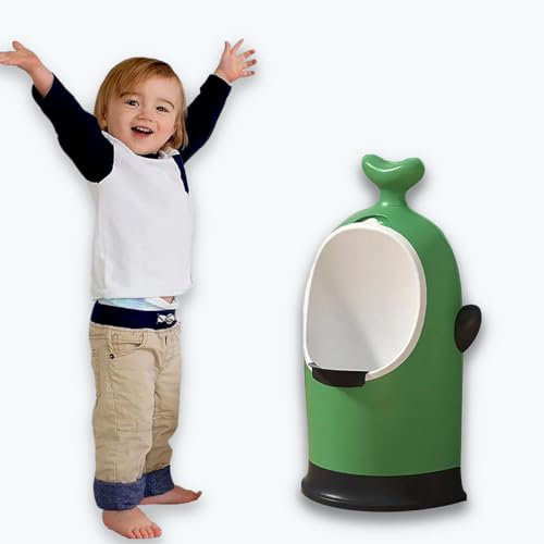 Coo11 2 in 1 Kids Urinal Free-Standing & Wall Mount Toilet Training Stand, Height Adjustable Anti-Drip Design, 1m Drainage Pipe, Cleaning Brush, Suction Cup for Easy Cleaning 18-36 Months+ Green