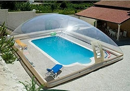 Tente De Piscine À Dôme Gonflable Couverture À Bulles Transparentes Jumbo Pour Nager Les Jours De Pluie, 7*4*3M