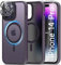 Mootobo 4 in 1 Magnetic Case for iPhone 14 Pro Compatible with MagSafe,Translucent Frosted Back Scratchproof Dropproof Case with 2 Pack Screen Screen Protector + Lens Protector 6.1 inch - Deep Purple