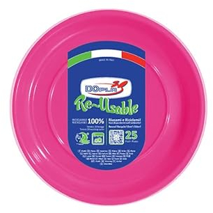 Zeus Party Dopla Piatti da dessert Riutilizzabili Fucsia Plastica 100% Riciclabile 25 pz