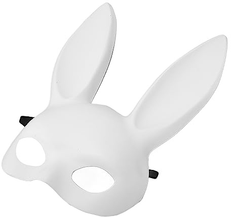 Weiße Hasenmaske, Damen-Kaninchenmaske für Geburtstagsparty, Ostern, Halloween, Cosplay, Süße Hasenmaske mit Großem Hasenohr, Hasen-Party-Requisite