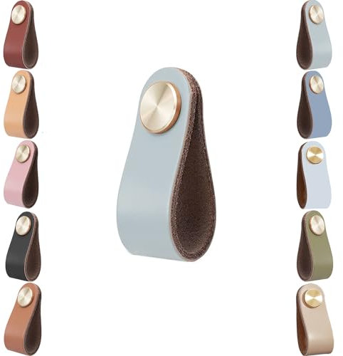 Voleseni Leather Cabinet Knobs, 4pcs Drawer Door Pulls, Anti-Collision Vintage Furniture Door Knobs for Kitchen Dresser