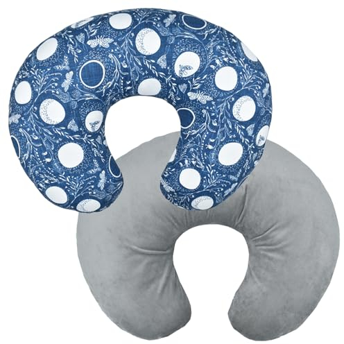 Winmany Baby Stillkissenbezug für Säuglinge und Neugeborene - Abnehmbarer Schonbezug mit Niedlichem Muster - Kissenbezug für Mädchen und Jungen - 57,1 x 45,7 cm (Blauer Mond)