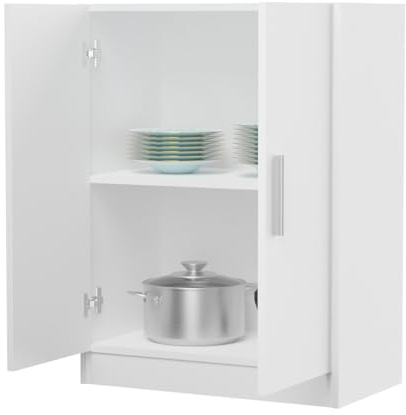 Mattfy Armario Mueble de Cocina Bajo de Dos Puertas, Modelo Dagna, Práctico y Funcional, Color Blanco, Madera, 60 cm (Ancho) x 80 cm (Alto) x 34 cm (Fondo)