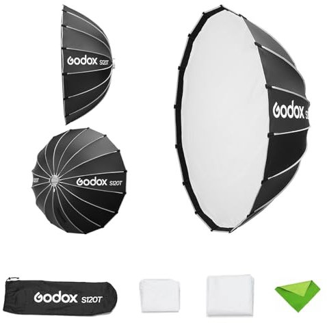 Godox S120T 120 cm/47,2 Zoll Regenschirm-Softbox, Bowens-Montage, Schnellverschluss-Softboxen, Lichtdiffusor-Reflektor für Godox SL60, SL150, SZ300R, SK400II, AD600BM, AD400Pro