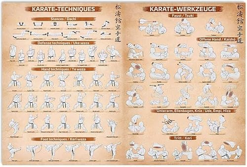 Metallschild „Karate Techniques Werkzeuge, Karate-Wissen, Poster, Zuhause, Club, Büro, Wanddekoration, 20,3 x 30,5 cm