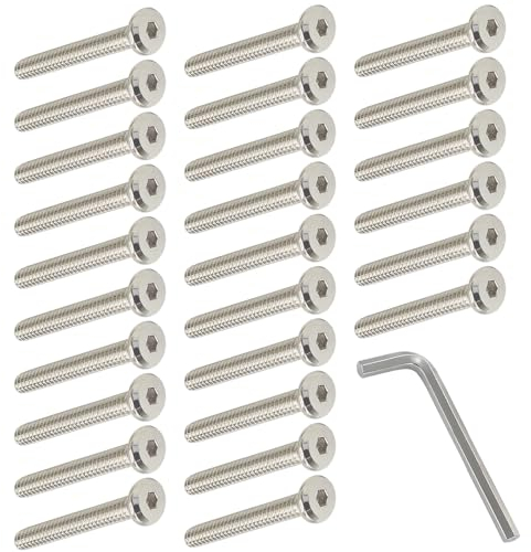 50pcs Vis à Tête Cylindrique à Six Pans M6*60mm Vis de Lit Boulons Meubles Vis Tete Plate, Filetage Partiel, pour Meubles Berceaux Lits et Chaises (M6*60)