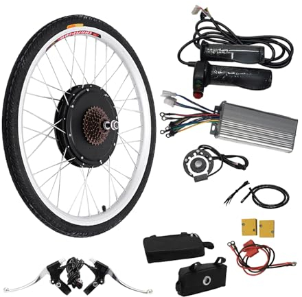 26 E-Bike Hinterrad Umbausatz Kit 48V 1000W Controller Max 55km/h Elektrofahrrad Umbausatz Geeignet für Scheibenbremse