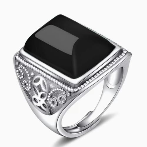 grün jade schwarzer achat ring offener ring vintage