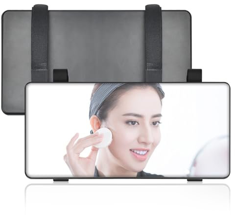 NAROSEBE Auto Kosmetikspiegel Sonnenblende Spiegel Selbstklebender Schminkspiegel Sonnenblende Makeup Spiegel Auto Visier Edelstahl Sitzrückenspiegel für Autositz-Rücken-Platz (SchwarzesRechteck)