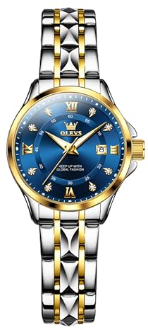 Raitown Uhren Damen Edelstahl Wasserdicht Diamant Analog Quarz Uhr Stylisch Lässig Silber Schwarz Gold Blau Kleines Zifferblatt Damenuhr Geschenk für Damen