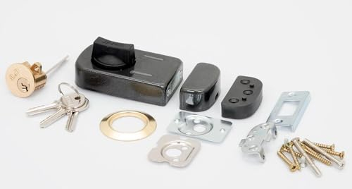Kastenschloss, Türzusatzschloss, Zusatzschloss 50/60 mit Außenzylinder, Drehknauf, 3 Farben: Weiss, Braun, Graphit, Türschloss mit 12 Schlüsseln, Kastenzusatzschloss, Hergestellt in EU (Graphit)