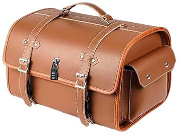 ZHSDMB Motorrad Hecktasche für Harley Davidson Street Glide Special, Wassersichte Motorrad Hecktasche, Große Kapazität, Motorrad Werkzeugtasche Leder wasserdichte Packtaschen,B-Brown