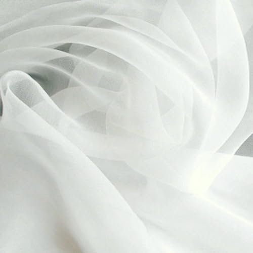 TOLKO Viskose Chiffon Stoff Meterware für Rock Bluse Tücher | Halb transparent knitterarm weich fallend | leicht wie Tüll Voile | Dekostoff für Gardine Vorhang Stoffe zum Nähen Meterware (Creme)