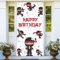 Ninja Happy Birthday Banner Hintergrund Cartoon Japanischer Stil Ninja Thema Türdekoration für Kinder Jungen Mädchen Krieger Geburtstag Party Dekorationen Fotostudio Requisiten Zubehör 89,9 x 184,9 cm
