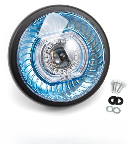 APEBAZY Universal Moto Scheinwerfer Runder Scheinwerfer LED Licht Angel Eye Motorradscheinwerfer