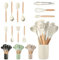 JUPPLIES 12 Piezas Juego de Utensilios de Cocina de Silicona con Mangos de Madera - Accesorios de Cocina Resistente al Calor - Utensilios Cozinha Apto para Todas Las Ollas y Sartenes - Beige