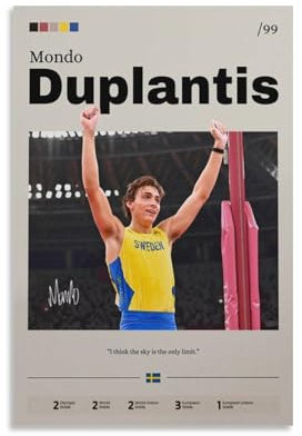 DRDPLXGU Mondo Duplantis Poster, Olympiasieger, Kunst, Stangengewölbe-Poster (2), Leinwand-Poster, Schlafzimmerdekoration, Landschaft, Büro, Raumdekoration, Geschenk, 20 x 30 cm