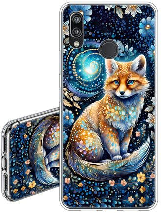 JEZSTHAI Handyhülle Kompatibel mit Huawei P20 Lite Hülle Silikon Weiche Fallschutz Stoßfeste Kratzfeste Durchsichtige Schutzhülle mit Aesthetic Muster Fuchs
