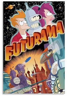 HFLDMA FuturamaPoster, Gemälde, Leinwand, Poster, Dekoration, Vintage-Poster, Anime-Charakter, Film, Wandkunst, Wanddekoration, Gemälde, 60 x 90 cm, ungerahmter Stil