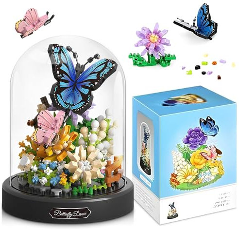 KQWVZ Set Di Blocchi Da Costruzione per Bouquet, Fiori Blocco Di Costruzione, Micro Blocchi Bouquet Di Fiori, Con Coperchio Protettivo, Decorazione Della Casa per Adulti E Bambini (530 PCS, Farfalla)