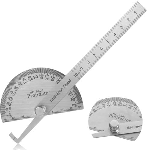 Goniometro angolare in acciaio inox, goniometro angolare da 0 a 180 gradi, 10 cm, righello per la lavorazione del legno, righello angolare per misurazione dell'angolo, goniometro in metallo, righello
