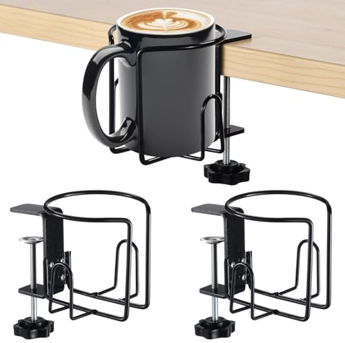 3 Getränkehalter für den Schreibtisch, auslaufsichere Getränkehalter zum Anklemmen, verstellbare Kaffeeflaschenhalter für Schreibtische, Tische und Rollstühle