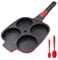 RANX INGST Poêle à Pancakes Antiadhésive, Poêle à 4 Emplacements en Aluminium avec Poignée Amovible pour Tous Feux Dont Induction