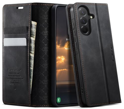 KZB Handyhülle für Samsung Galaxy A56 5G Hülle Premium Leder mit RFID Schutzhülle Klapphülle Magnet Kartenfach Standfunktion Klappbar Flip Case Tasche für Galaxy A56 5G - Schwarz