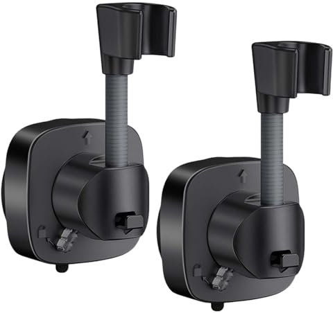 2er Set Duschkopfhalterung ohne Bohren Schwarz – 360° verstellbare Duschhalterung mit starkem Saugnapf, Handbrause Halterung & Duschbrause Halterung wiederverwendbar, matt schwarz
