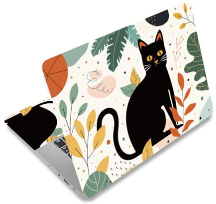 PLIGREAT Schwarze Katze Laptop Aufkleber Aufkleber Haut Abdeckung Boho Laptop Sticker Skins Aufkleber Passend Für 15 Laptops Universal Abnehmbarer Vinyl Art Protector PC Cover Aufkleber