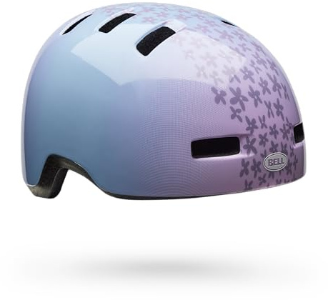 Bell Lil Ripper Daisy Ce Kids Helmet, Compact Shell, Adjustable Fit System, No-Pinch Buckle, Fun Graphics, Safe for Trailers & Bikes, Color: Light Blue, Size: UT
