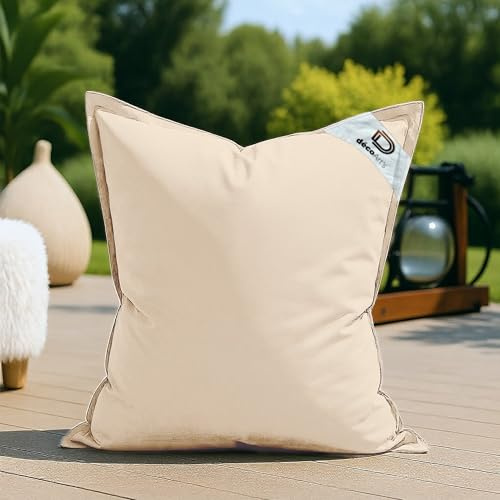 deco arts Funda para Puff Exterior e Interior XL 120x80 cm, Poliéster Anti-UV y Repelente al Agua, Relleno No Incluido, Beige