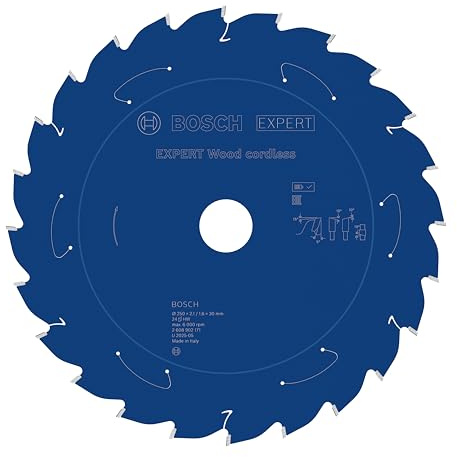 Bosch 1x Expert Wood Cordless Circular Saw Blade for Mitre Saw | for Softwood, Hardwood, Ø 250 mm, Professional Accessory Mitre Cordless Circular Saw
