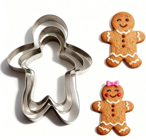3 Pcs Gingerbread Man Cookie Cutter Biscuit Pastry Cutters Stainless Steel New Ginger Bread Man Cookie Cutters