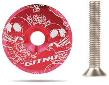 HUVZOR 1 Set stem Cap Ahead Kappe aus Carbon inkl. Aluminium Schraube für Rennrad, Cyclocrosser & Mountainbike/Top Cap MTB/Stylische Vorbau- & Steuersatz Kappe für Gabelschäfte mit 1 1/8‘‘(rot)