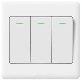 Lichtschalter Unterputz,Wechselschalter 1/2/3/4 Gang Wandschalter 1-Wege-Taste Lichtschalter Panel Ein/Aus-Tasten mit Lampe Wohnaccessoires(3-Gang)