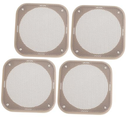 Operitacx 4pcs Car Speaker Grill Covers Beige Square Mesh Audio Subwoofer Guard Dustproof Vehicle Stereo Speaker Grille Protection for Auto and Home Use