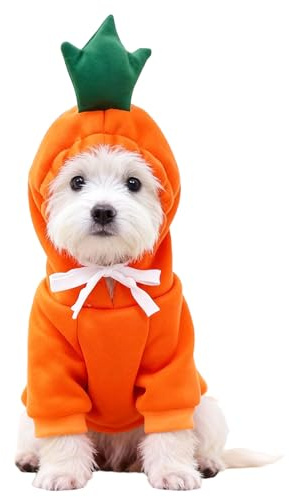 Qingwing Morot juldräkt hund, storlek L husdjurskläder hundkläder liten storlek morot huvtröja frukthund, för fotografering promenader halloween