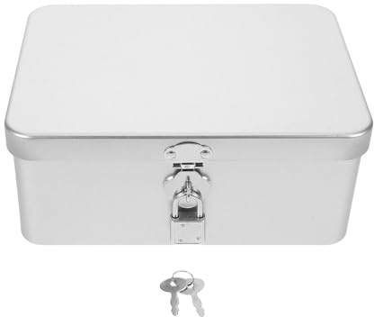 UPKOCH Boîte Secret Rétro en Métal Argenté avec Cadenas, Boîte à Bijoux Verrouillable Élégante pour Organisation de Bureau et Rangement Bureau
