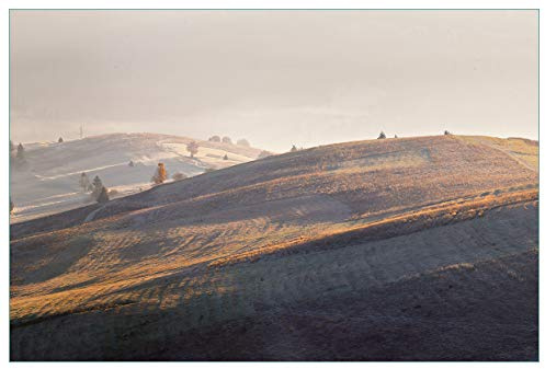 Wallario Küchenrückwand selbstklebend 90 x 60 cm, Motiv: Herbstliche Felder bei Sonnenaufgang | Spritzschutz abwischbar & pflegeleicht
