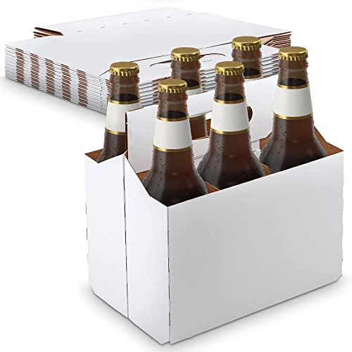 MT Products White Cardboard 6 Pack Bottle Carrier 12 oz. - Beer Bottle Holder (Pack of 10) - Made in USA