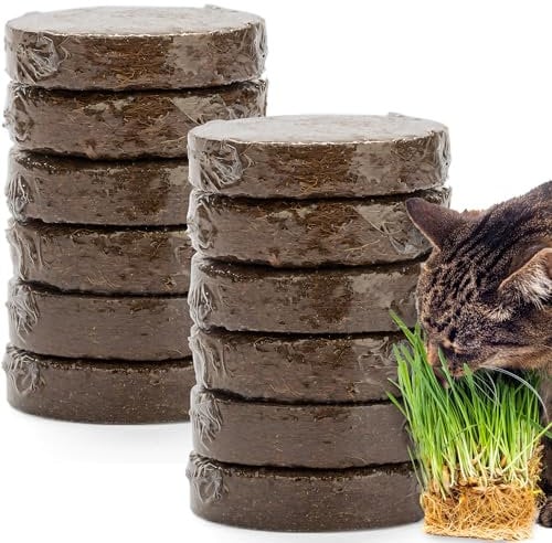 The Cat Ladies Dischetti di Torba per Piante - 12x Dischi di Terra in Fibra di Cocco - da Usare in Vasetti Orto Balcone Semenzaio - per Germinazione Semi e Piantine